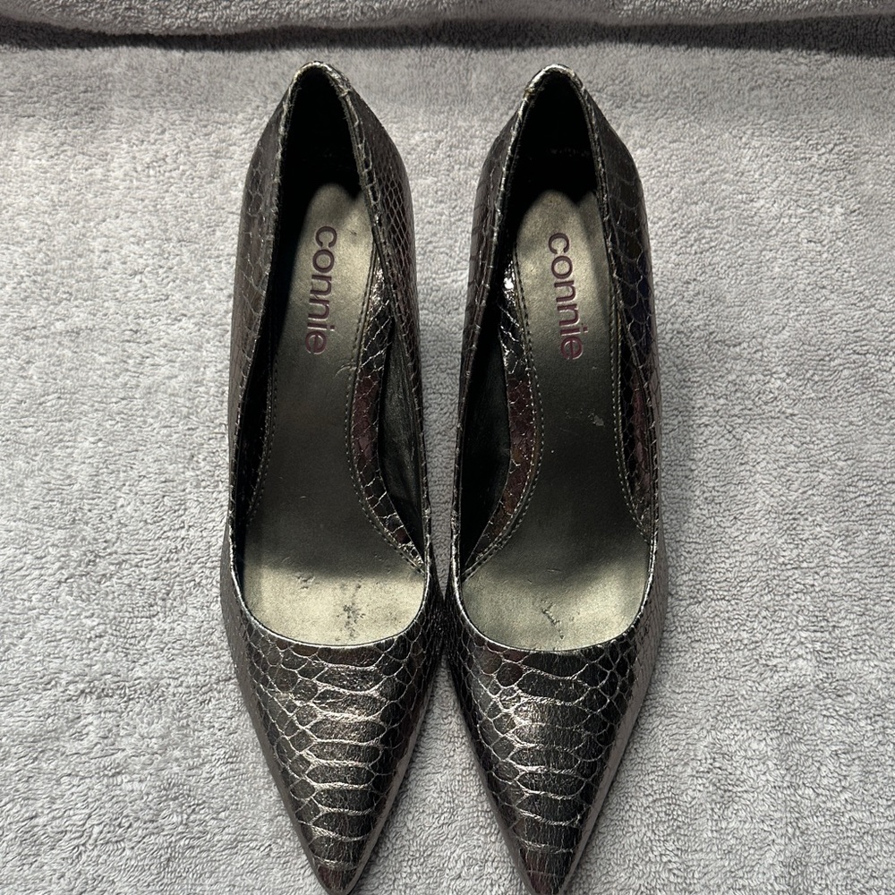 Connie Dark Snakeskin Pattern Heels